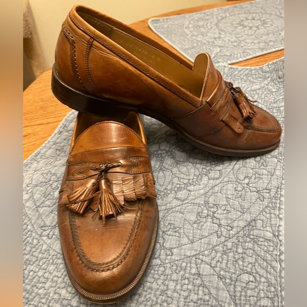 Johnston & Murphy Brown Leather Tasseled Loafers Mens Size 8, GUC